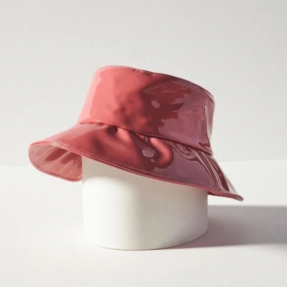 NWT Anthropologie ASN Pink Faux Leather Bucket Hat - Picture 3 of 5